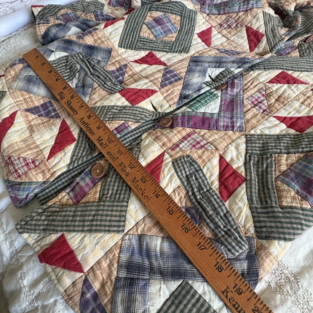 Patchwork Quilted Jacket With Button Closure Medi… - image 8